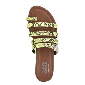 Guess yellow snake skin Lonni Flat Slide Sandals